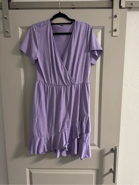 Amazon Lavender Wrap-Style Mini Dress